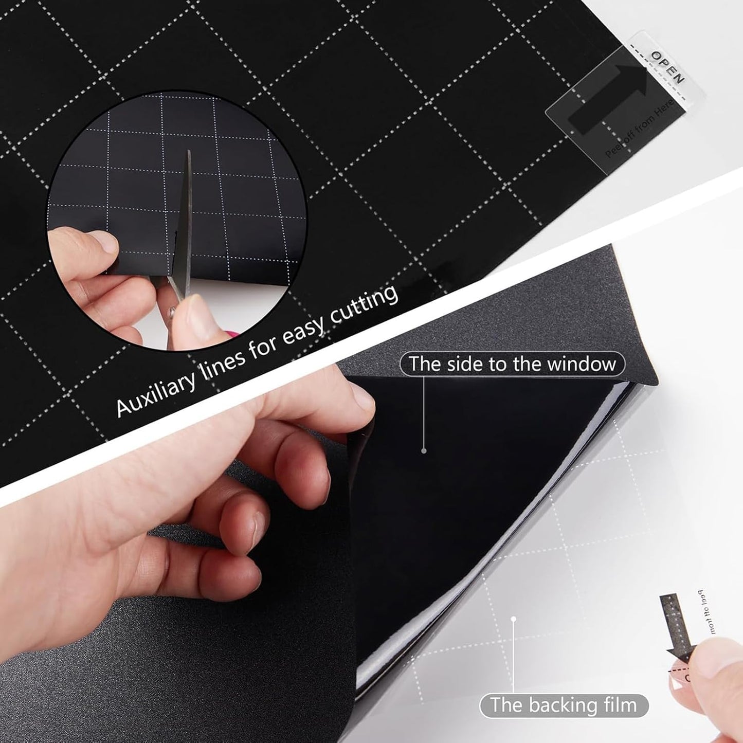 Kromapolis Blackout Window Privacy Film Total Light Blocking Room Darkening Window Covering, Removable Static Cling Frosted Glass Tint, Non-Adhesive, Black 29.5'' x 157.4''