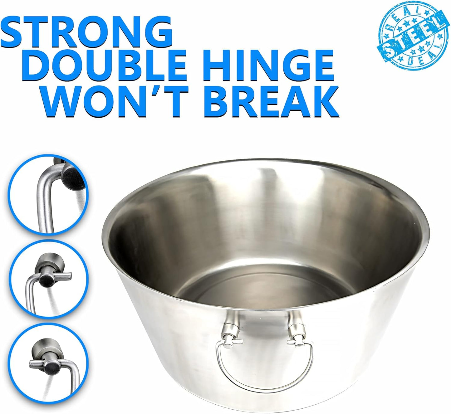 Stainless Steel Insulated Beverage Tub - Real Deal Steel, Large 6 Gallon Round Double Walled Party Tub, Drink Bucket for Parties, Ice Cooler for Wine Beer