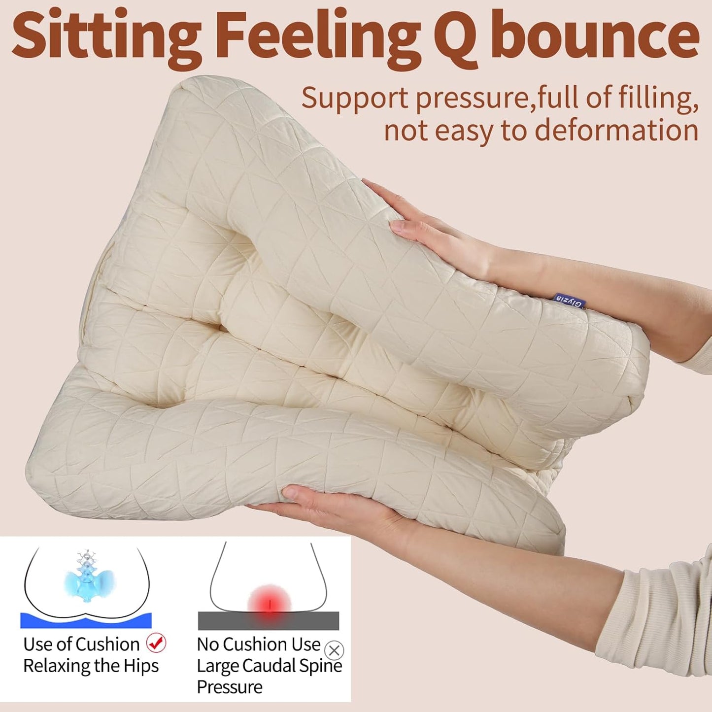 Large Chair Cushions with Handle, 20"x 20" Bite-Size Memory Foam Seat Cushions for Wicker Chair, Patio Non-Slip Rattan Chair Pads, Square Floor Cushion, Beige