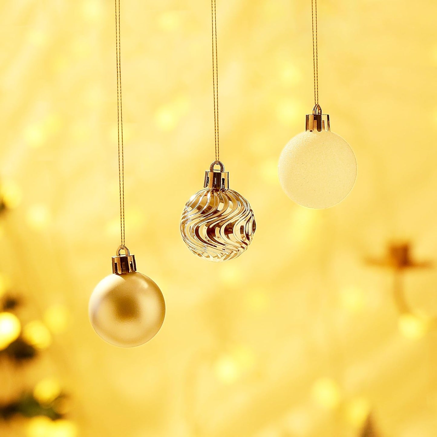 Christmas Ball Ornaments for Xmas Decorations,50 pcs Christmas Extra Large Tree Shatterproof Ornaments-Champagne (Combo of 5 Style in 3 Sizes)