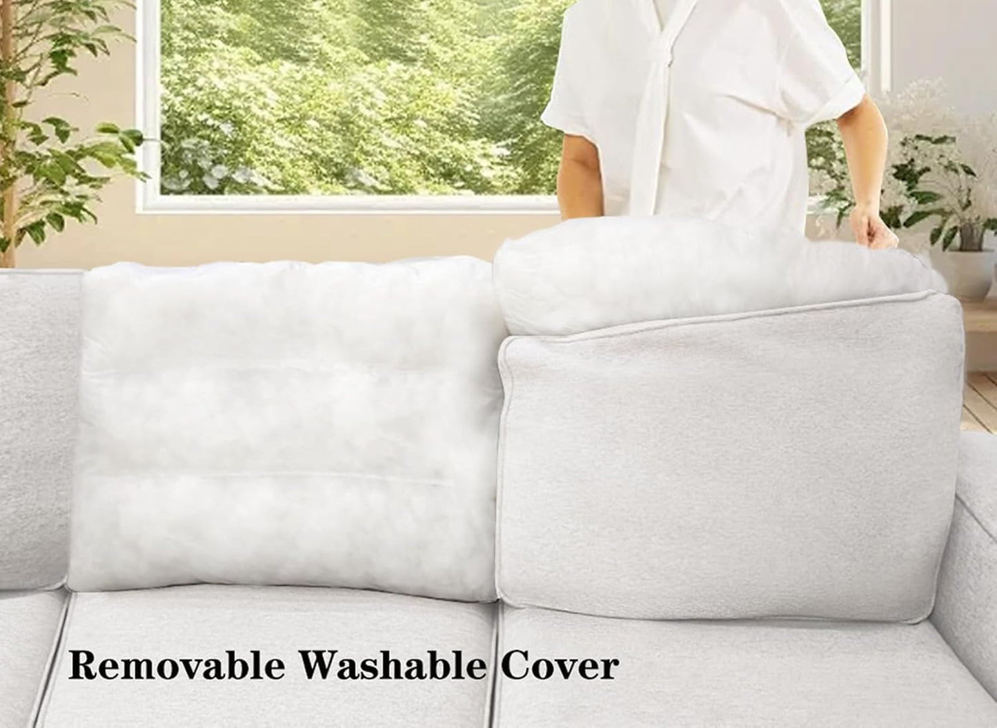 L Lengend Vansen Modular Sectional Sofa U Shaped Couch with Ottoman Modern Reversible Corner Sectional Couch for Living Room (Cream, U Shaped Sofa-5)