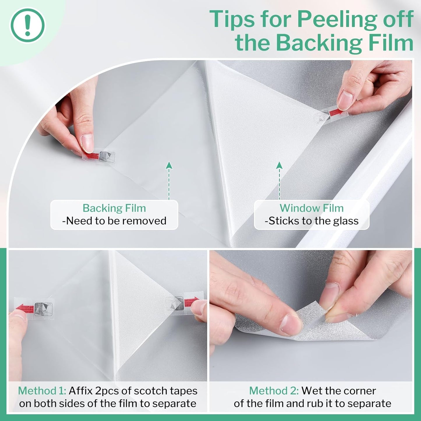 DOWELL Window Privacy Film, Frosted Glass Window Film, Static Cling Non-Adhesive Glass Clings, Sun Blocking Opaque Coverings, Reusable Door Stickers for Bathroom Home Office, Pure, 23.6"x118"