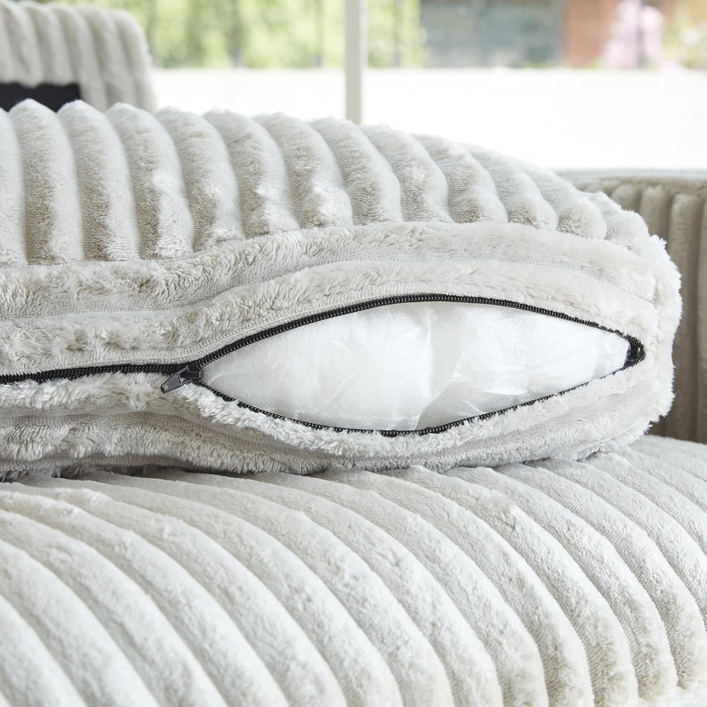 Belffin Modular Sectional Sofa with Sleeper Sofa, Oversized Cloud Couch with Extra Deep Seat, Upholstered 6 Seat Sectional Couches for Living Room, Plush Corduroy Light Grey