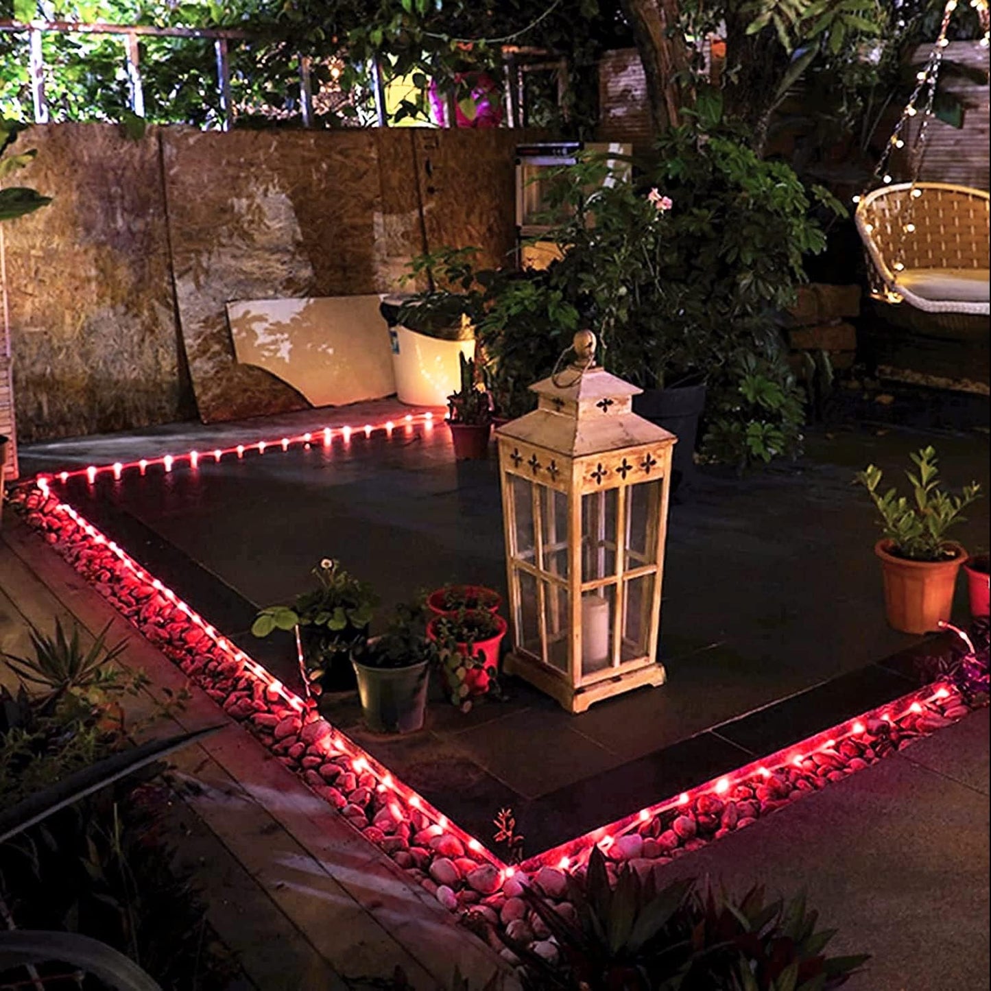 JMEXSUSS Solar Rope Lights, 2 Pack 100 LED 33ft 8 Modes Solar Rope Lights Outdoor Waterproof Red LED Christmas Light for Tent Gazebo, Trampoline, Walkway, Pool Decor(Red)