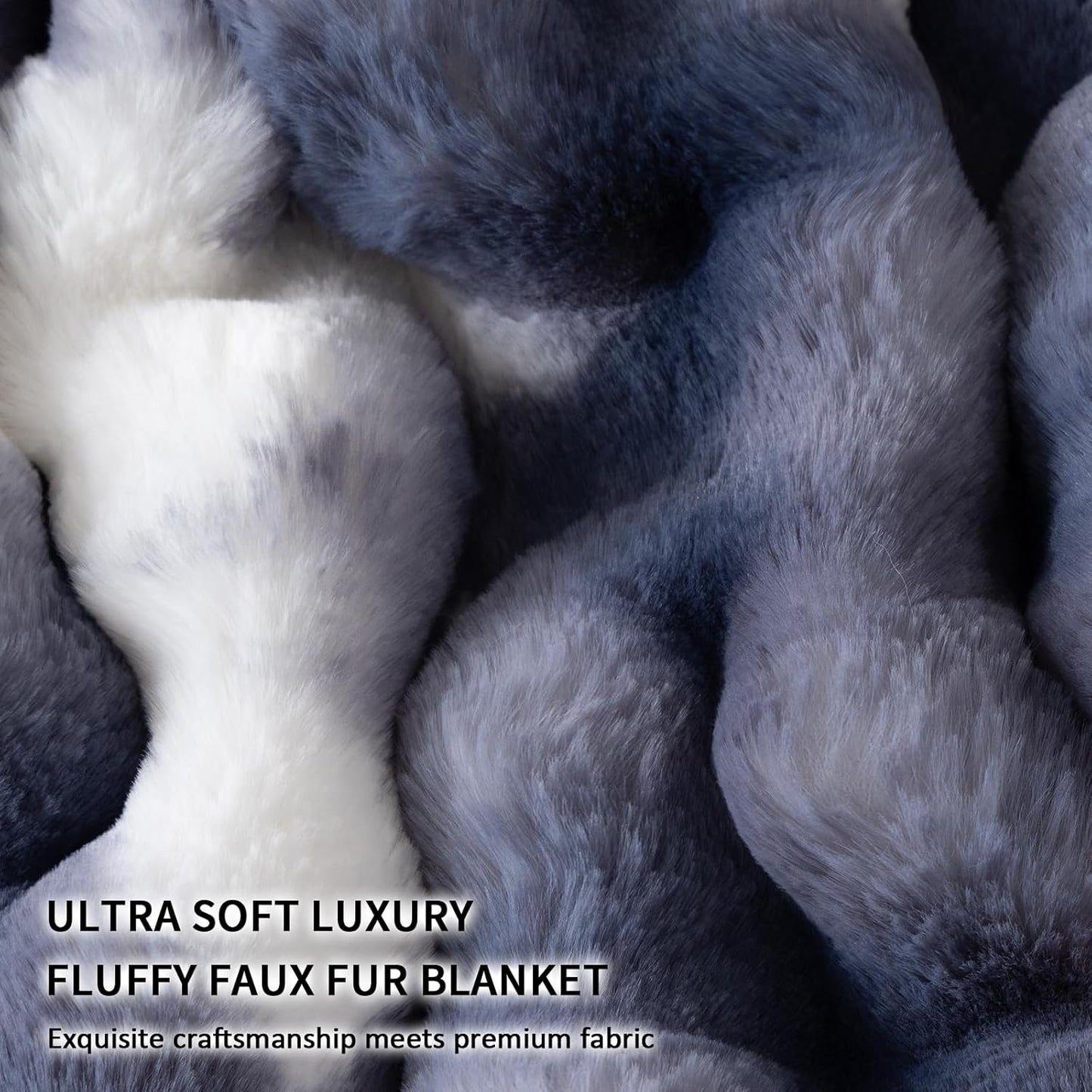 Cozy Faux Fur Throw Blanket for Couch-Warm Fuzzy Throw Blanket, Soft Plush Thick Bubble Blankets for Bedroom and Living Room, Furry Luxury Blanket, 50 x 60,Tie-Dye Blue