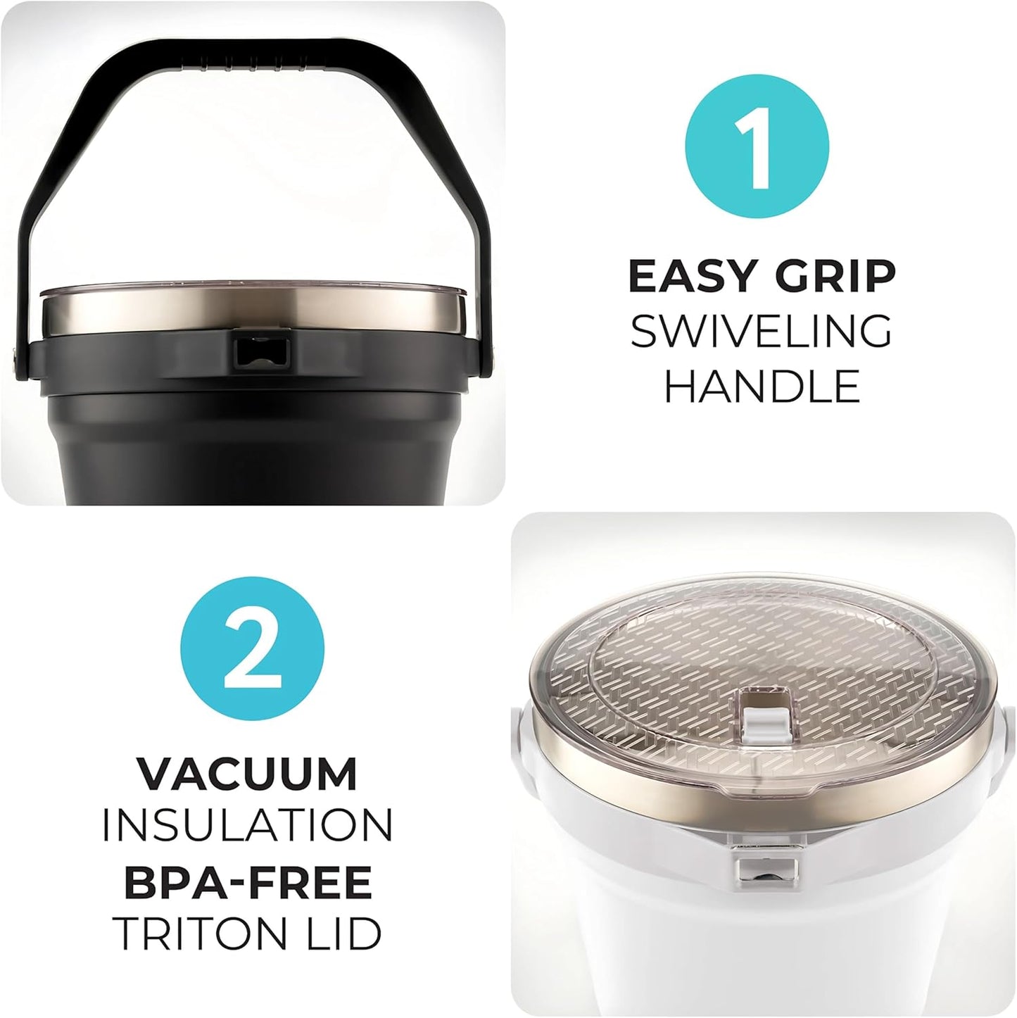 Large Insulated Ice Bucket with Lid – Stainless Steel Ice Bucket and Scoop – Ice Buckets for Parties, Bars – Ice Bucket with Lid and Scoop – Outdoor Ice Bucket, Cocktail Use (White)