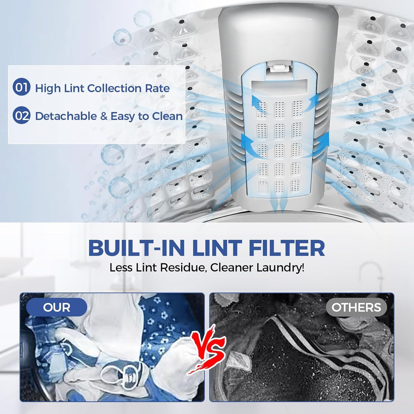 17.8Lbs Portable Washing Machine Nictemaw Portable Washer, 2.3 Cu.ft Washer and Dryer Combo with Drain Pump, 10 Programs 8 Water Level Compact Laundry Washer for Home, Apartment, RV, Dorms