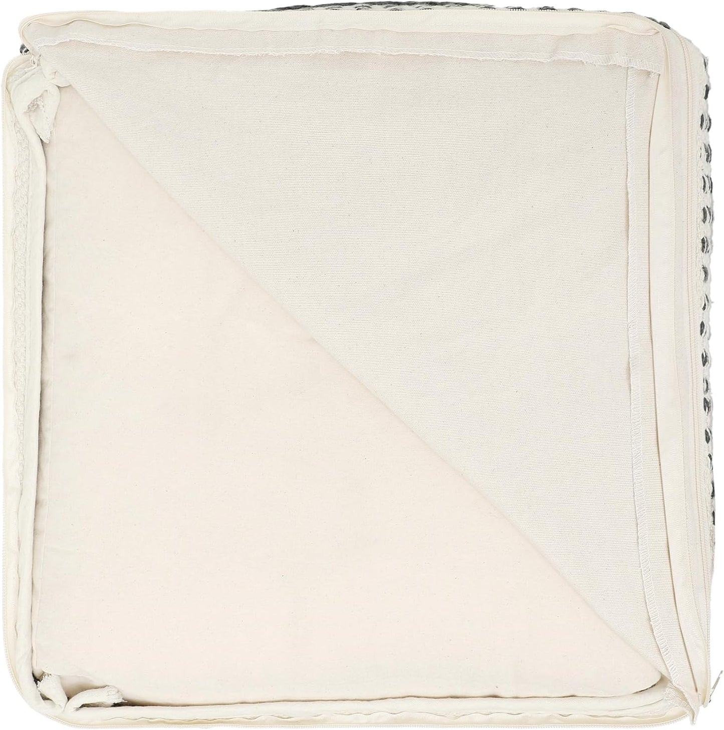 REDEARTH · Tufted Pouf Ottoman with Filler Textured Storage Cube Bean Bag Pouffe Footrest for Living Room, Bedroom, Nursery, Kidsroom; 100% Cotton (17.5"X17.5"X17.5", Chevron Gage)