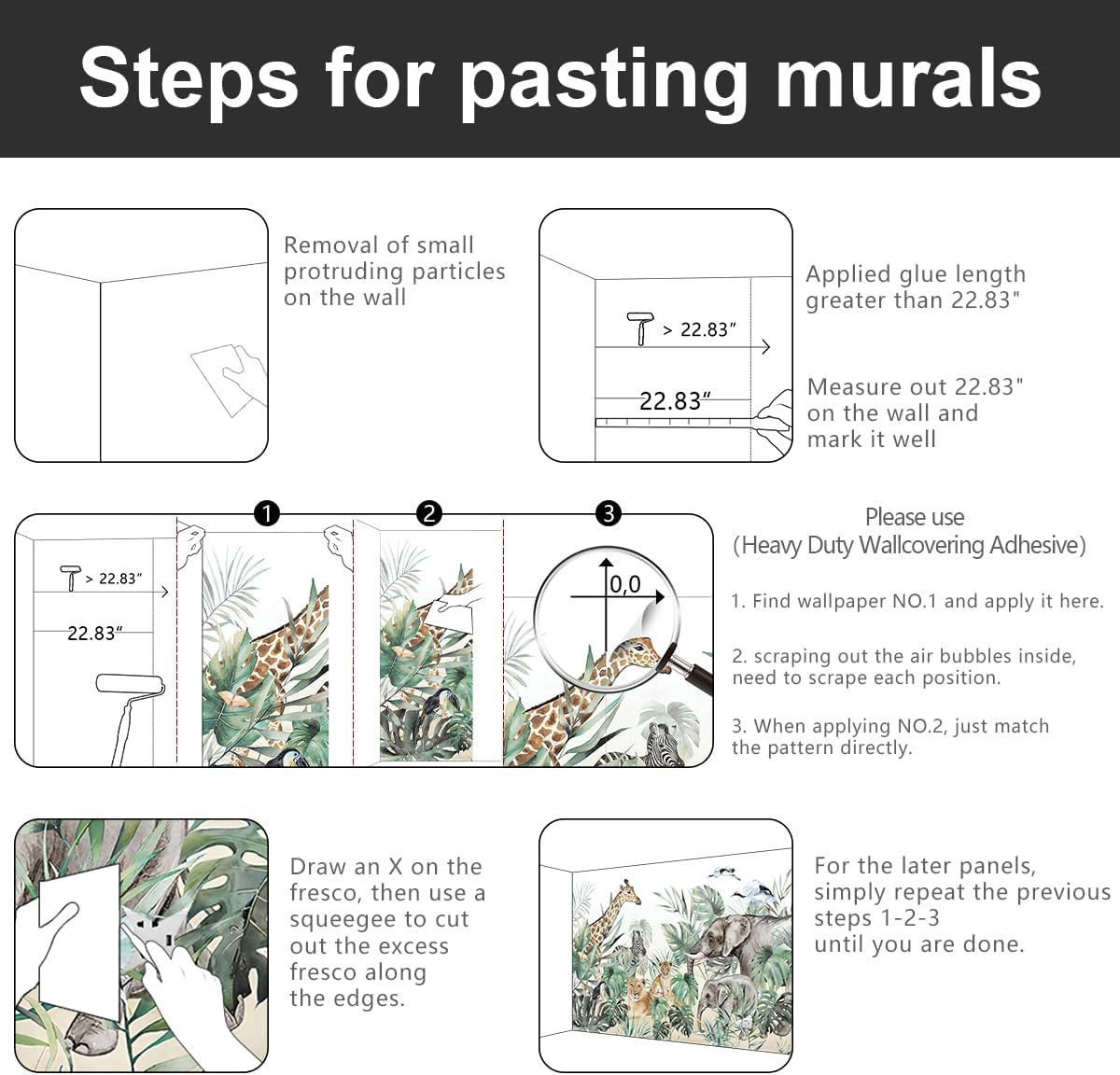 -Tropical Rainforest Plants Animals Tigers Fabric Wallpaper Jungle Plants Banana Leaves Boys Girls Kindergarten Children Bedroom Large Mural- 160"x108"( not Peel and Stick)