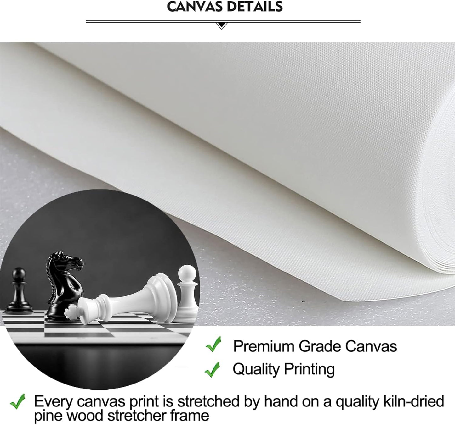 iKNOW FOTO 3 Panel Modern Black and White Chess Board Canvas Wall Art Poster Prints Checkmate Move on Chessboard Pictures Still Life Painting Framed Giclee Artwork for Office Decor 12x16inchx3pcs