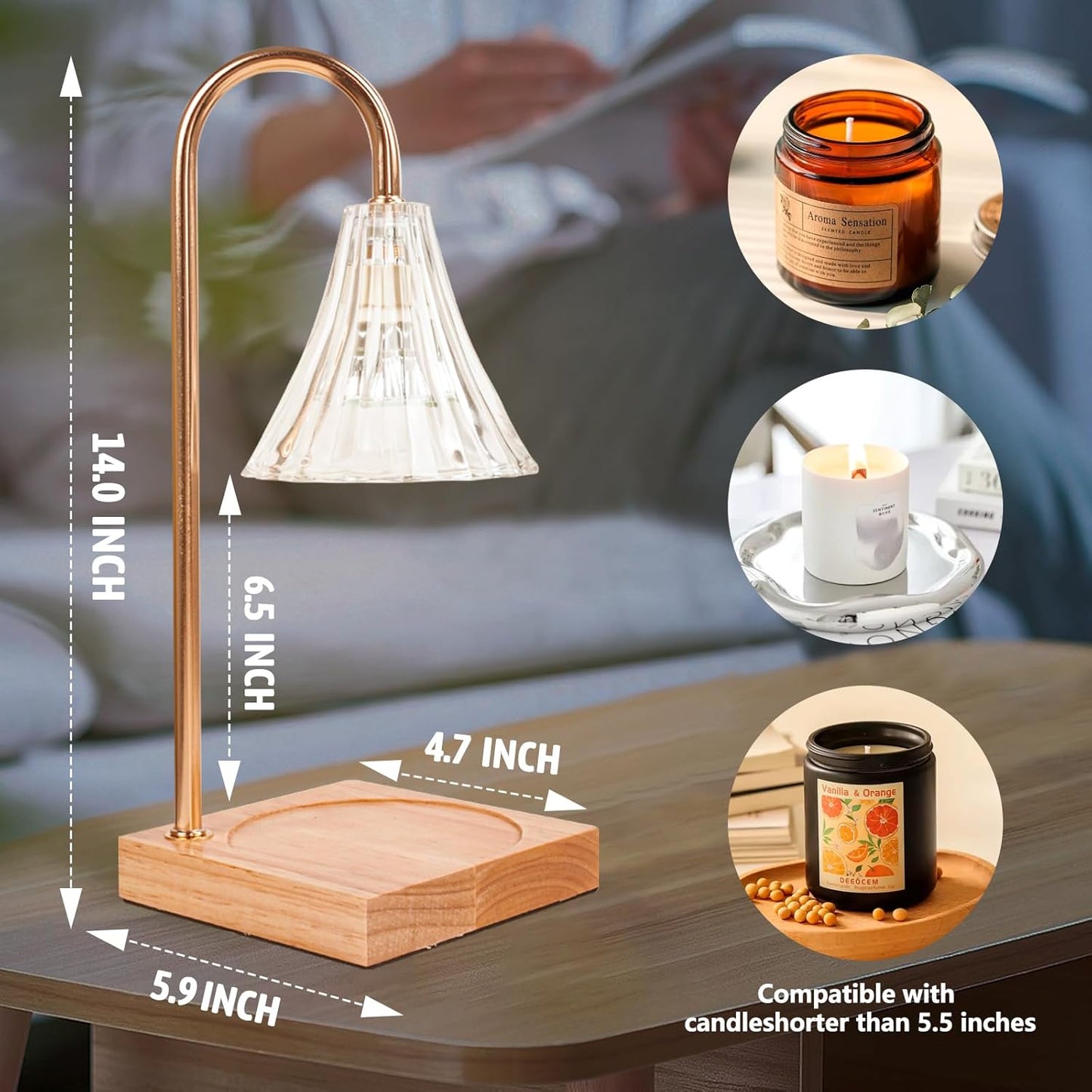 GEEZO Fragrance Candle Warmer Lamp,Electric Candle Warmer with Timer & Dimmer,Mom Christmas Birthday Gifts for Women, House Warming Gifts New Home Bedroom Decor