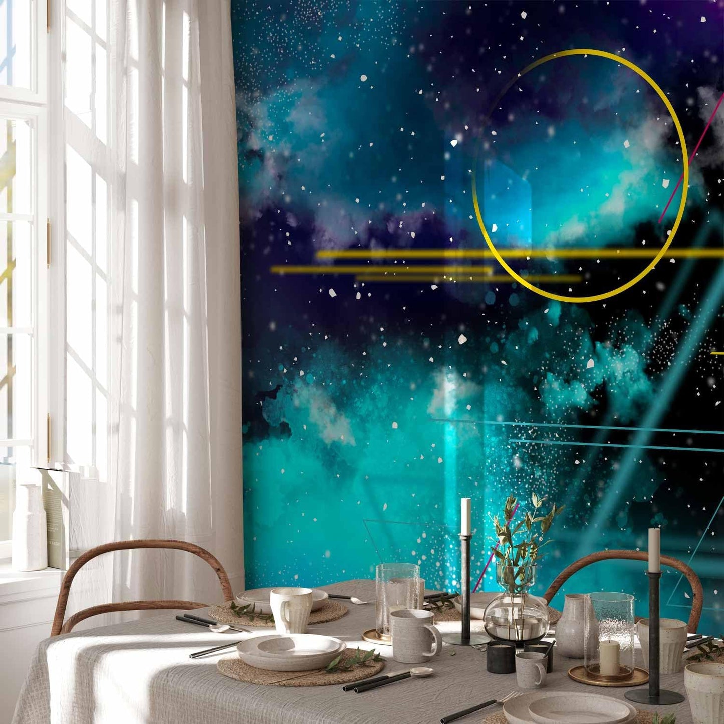 artgeist Wall Mural Galaxy 77x55 in - Peel and Stick Self-Adhesive Wallpaper Removable Large Sticker Foil Wall Decor Print Design Mural Cosmos Galaxy Cosmonaut Astronaut a-A-10328-a-a