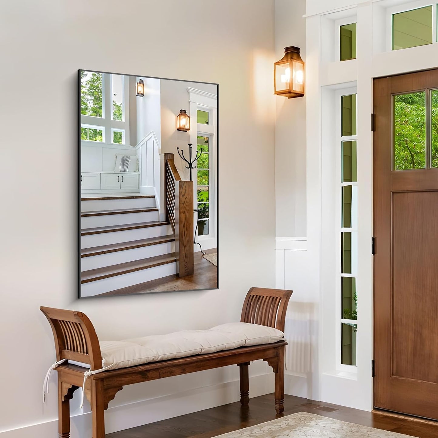 Black Bathroom Mirror for Wall, 30x50 Inch Rectangle Mirrors with Metal Frame, Modern Vanity Wall Mirror Decor for Bathroom Living Room, Entryway Hangs Horizontal or Vertical