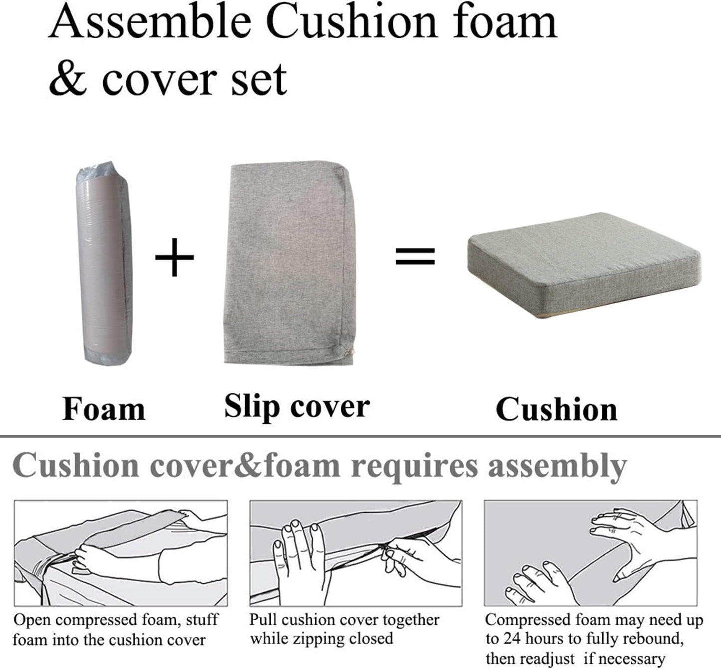 Chair Cushion for Dining Chairs with Ties Set of 2 Non Slip Memory Foam Kitchen Room Chair Pads for Outdoor Patio Furniture 17x16 Inch, Black