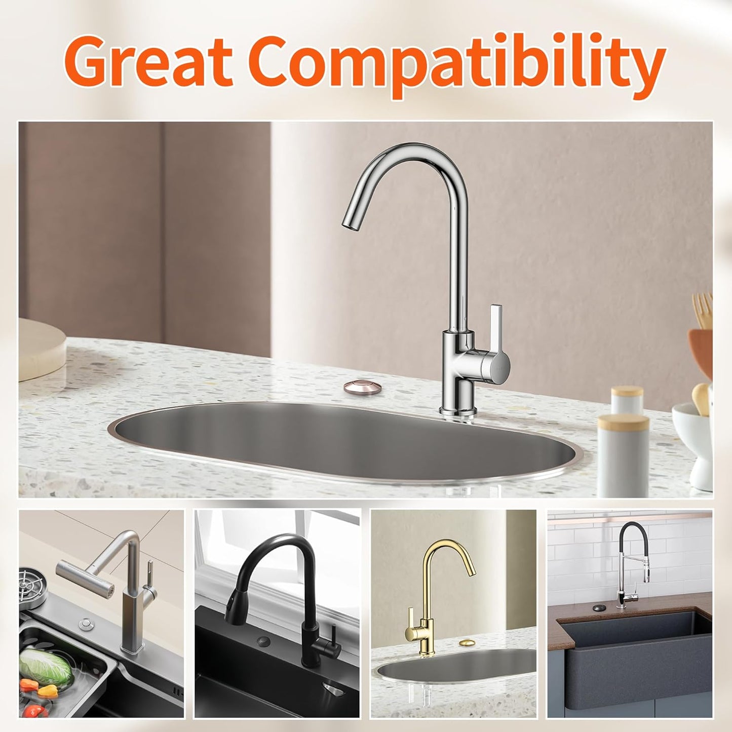 Joinfworld Garbage Disposal Air Switch Kit Waterproof Garbage Disposal Button Kit with Long Garbage Disposal Switch Copper - UL Listed