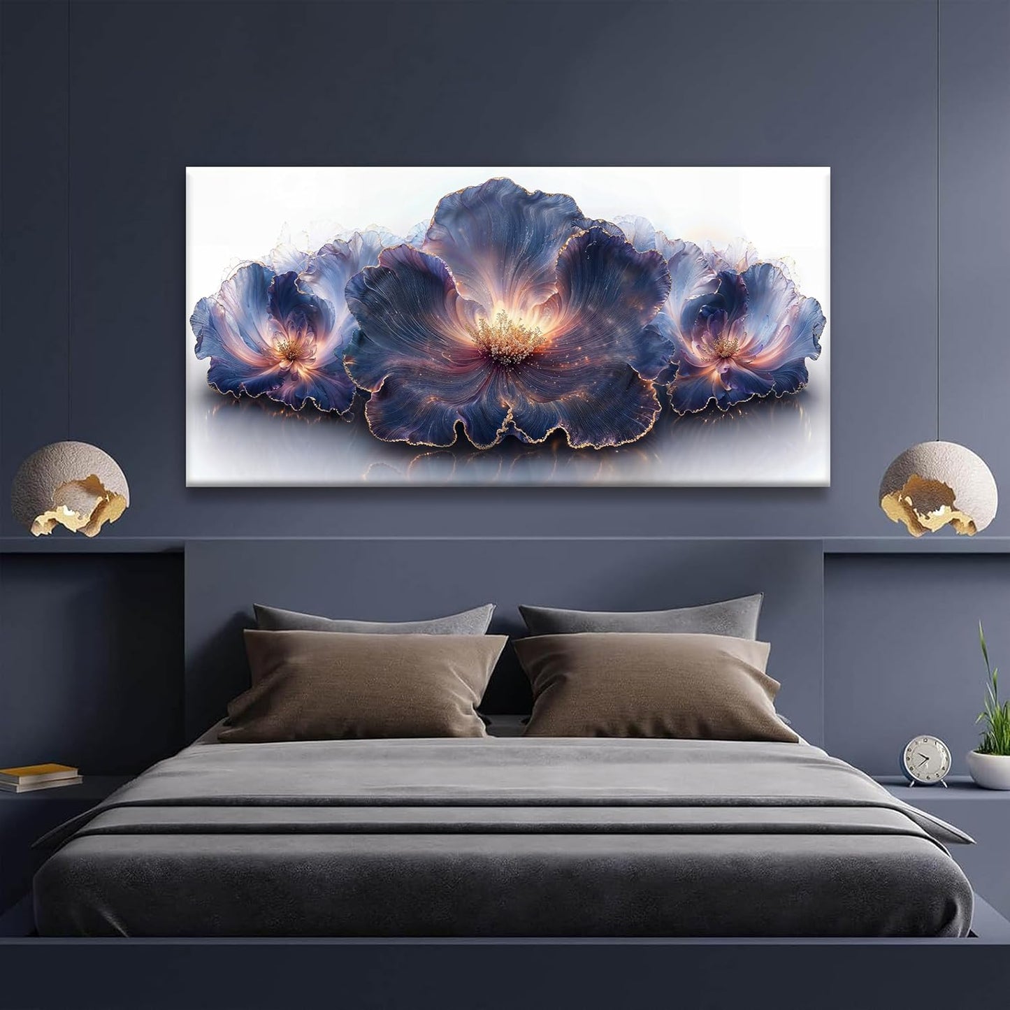 Suconvng Canvas Art Wall Decor Purple Flowers Abstract Wall Art For Living Room Print Picture Modern Abstract Art Painting Bedroom Office Home Wall Decor Artwork 24" X 48"