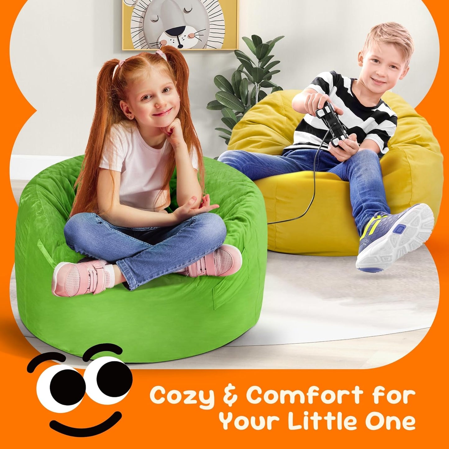 Hobestluk Bean Bag Chairs 2.5FT Bean Bag Chair with Memory Foam Filled & Machine Washable Cover,Beanbag Chair, Small Bean Bag Chairs for Playroom, Living Room, Bedroom