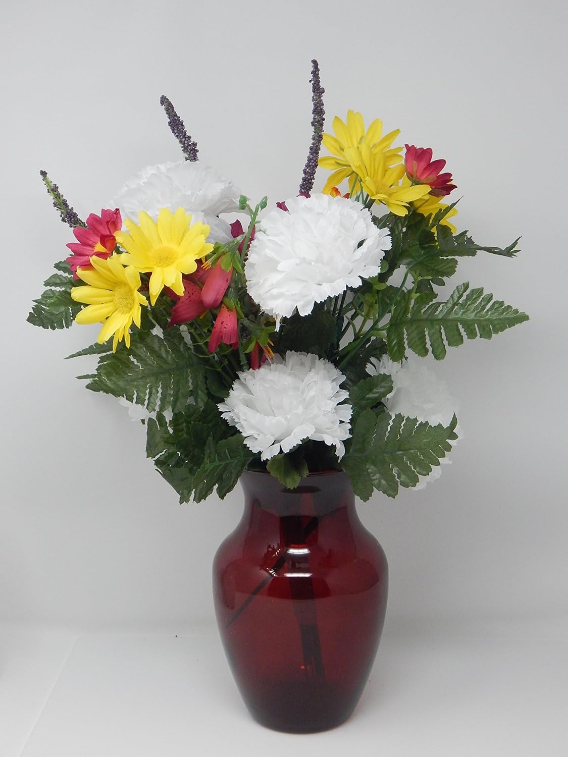 Floral Supply Online - 8" Rose Vase and Flower Guide Booklet - Decorative Glass Flower Vase for Floral Arrangements, Weddings, Home Decor or Office. (Red)