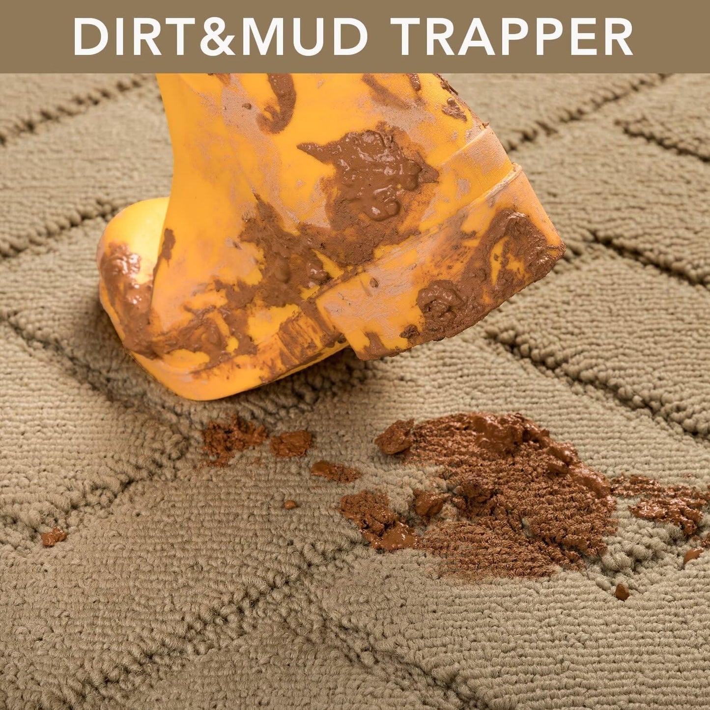 hicorfe Front Door Mat Outside Entrance,36"x59" Absorbent Muddy Dirt Resist Welcome Door Mats Outdoor Indoor,Stain and Fade Resistant,Non Slip Backing Entry Mat Doormat for Entryway(Brown)