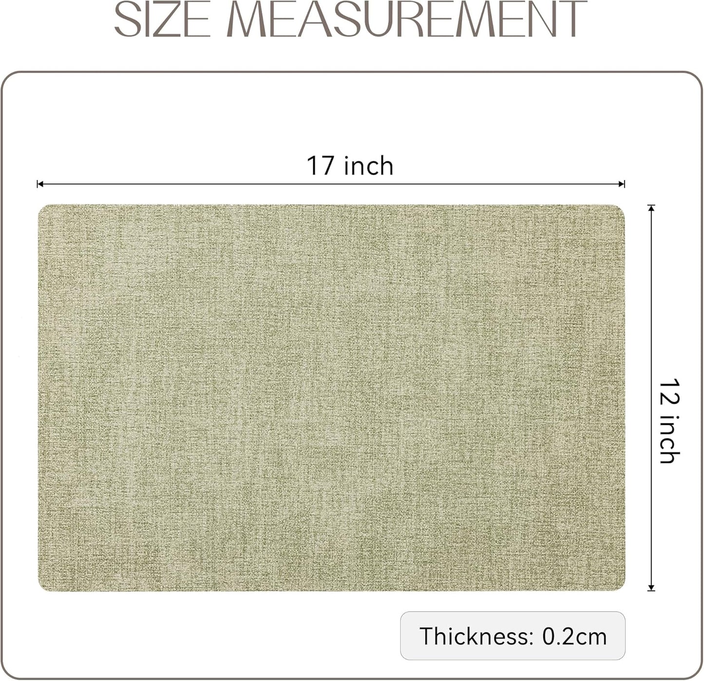 Romanstile Vinyl Placemats Set of 8-12 X 18 Inch - Heat Resistant Place Mats 100% Waterproof Oilproof Wipeable Reversible Faux Leather Table Mats for Kitchen/Dining/Party/Outdoor, Grass Green