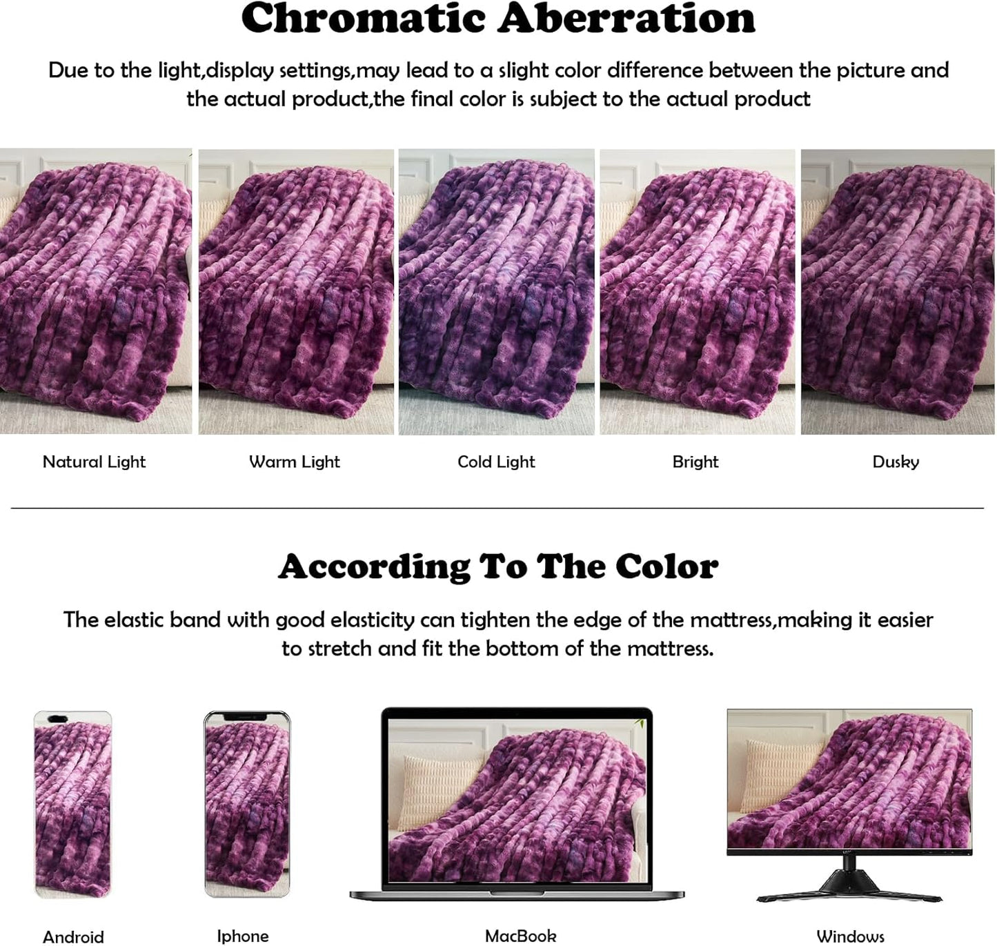 NEWCOSPLAY Faux Fur Throw Blanket Tie-dye Violet Purple Luxury Fluffy Thick Warm Bubble Blanket for Couch Sofa Bed 700GSM (Tie-dye Violet Purple, Throw(50"x60"))