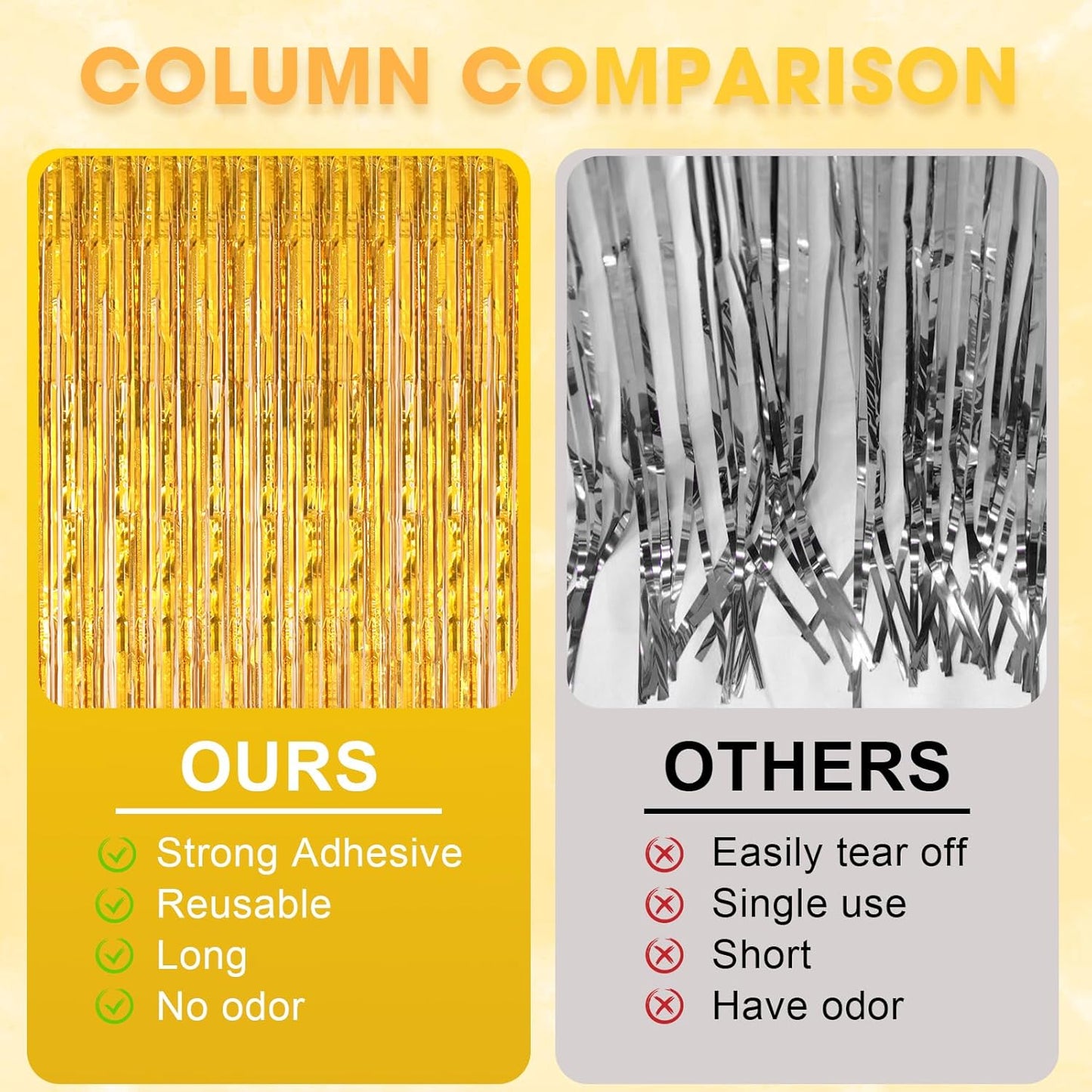 3 Pack 3.3 x 8.2 ft Laser Gold Foil Fringe Backdrop Curtains, Tinsel Streamers Birthday Party Decorations, Fringe Backdrop for Graduation, Baby Shower, Gender Reveal, Disco Party