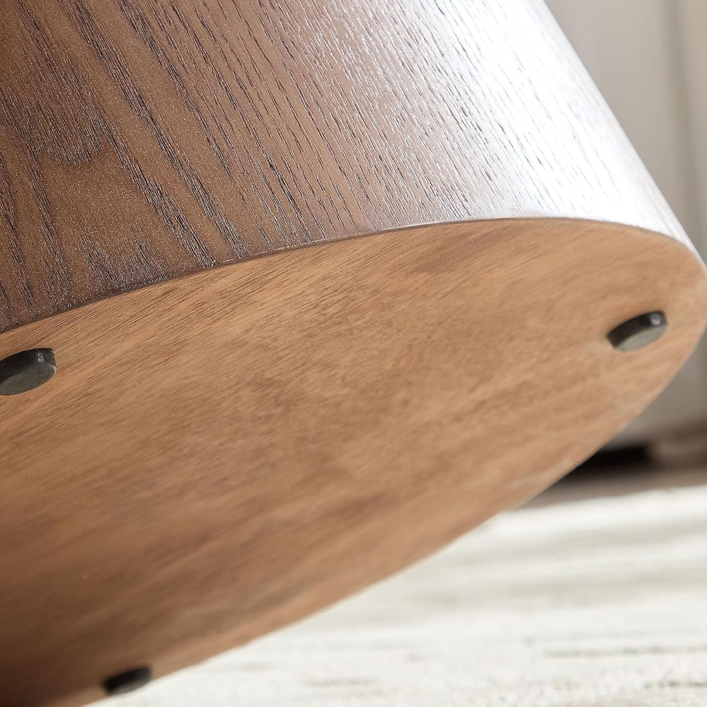 Modern Oval Coffee Table with Wood Pedestal,47.24" Farmhouse Center Table for Living Room, Ellipse Coffee Tables Tea Table for Bedroom, Apartment-Walnut