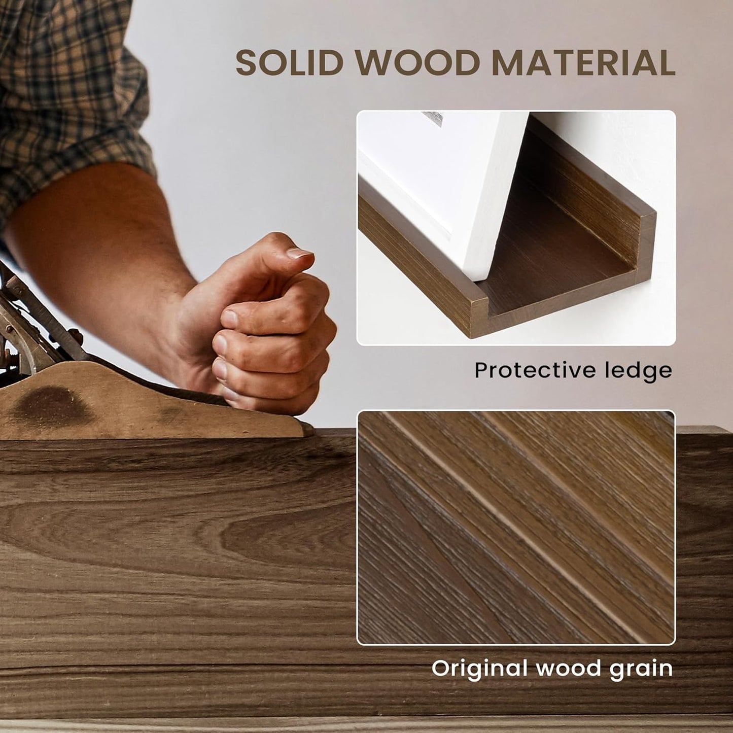 Floating Shelves for Wall, Picture Ledge Shelf 48 Inch Solid Wood Set of 2, Rustic Wall Shelves with Lip, Kids Bookshelf, Photo & Picture Live Edge Floating Shelves for Bedroom, Living Room, Kitchen