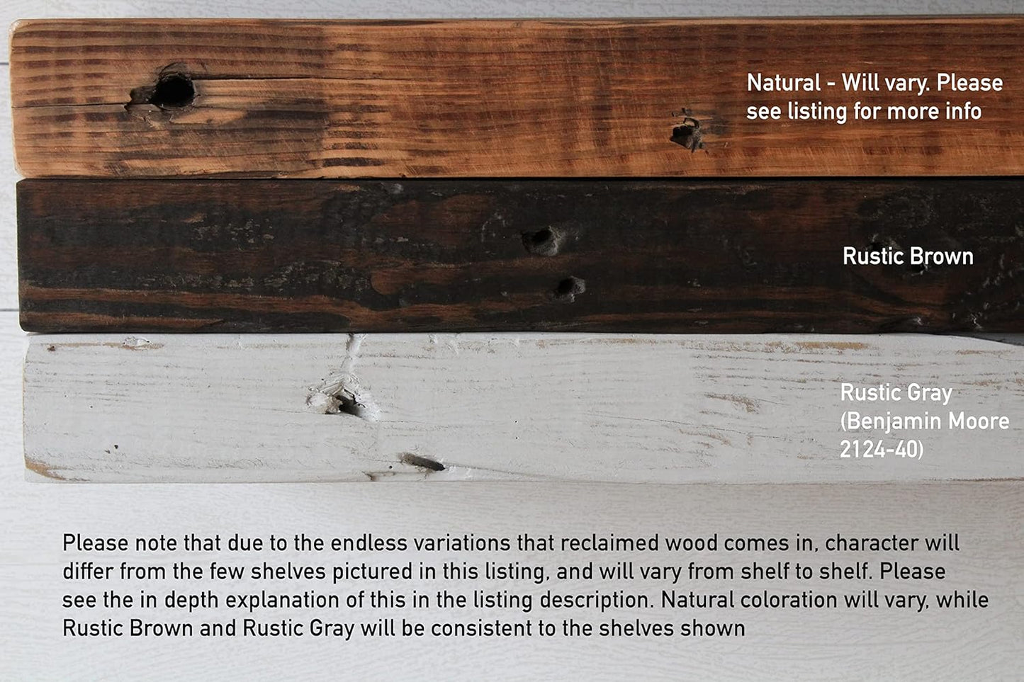 Urban Legacy Reclaimed Barn Joist Deep Floating Shelves | Deep Shelves with Low Profile Shelf Bracket with High Weight Capacity, Set of 2 (24" x 11" x 2.5", Rustic Brown)