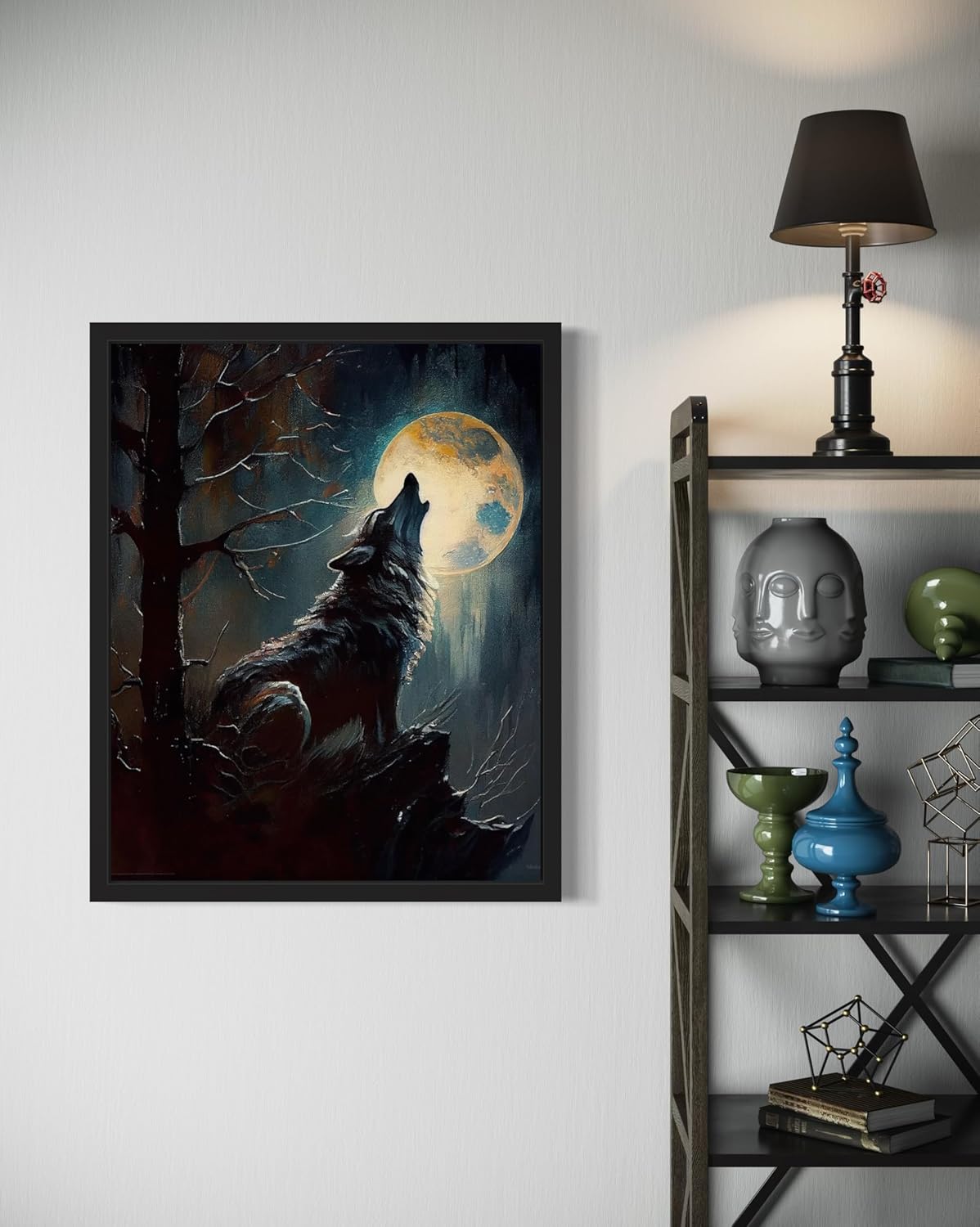 Wolf howling Poster Art Print, Halloween Scary Vintage Wall Art Academia Spooky Painting Decoration for Horror Prints, Gothic Posters Bedroom Decor 89 (Wolf howling, 11 x 14 inches, Unframed)
