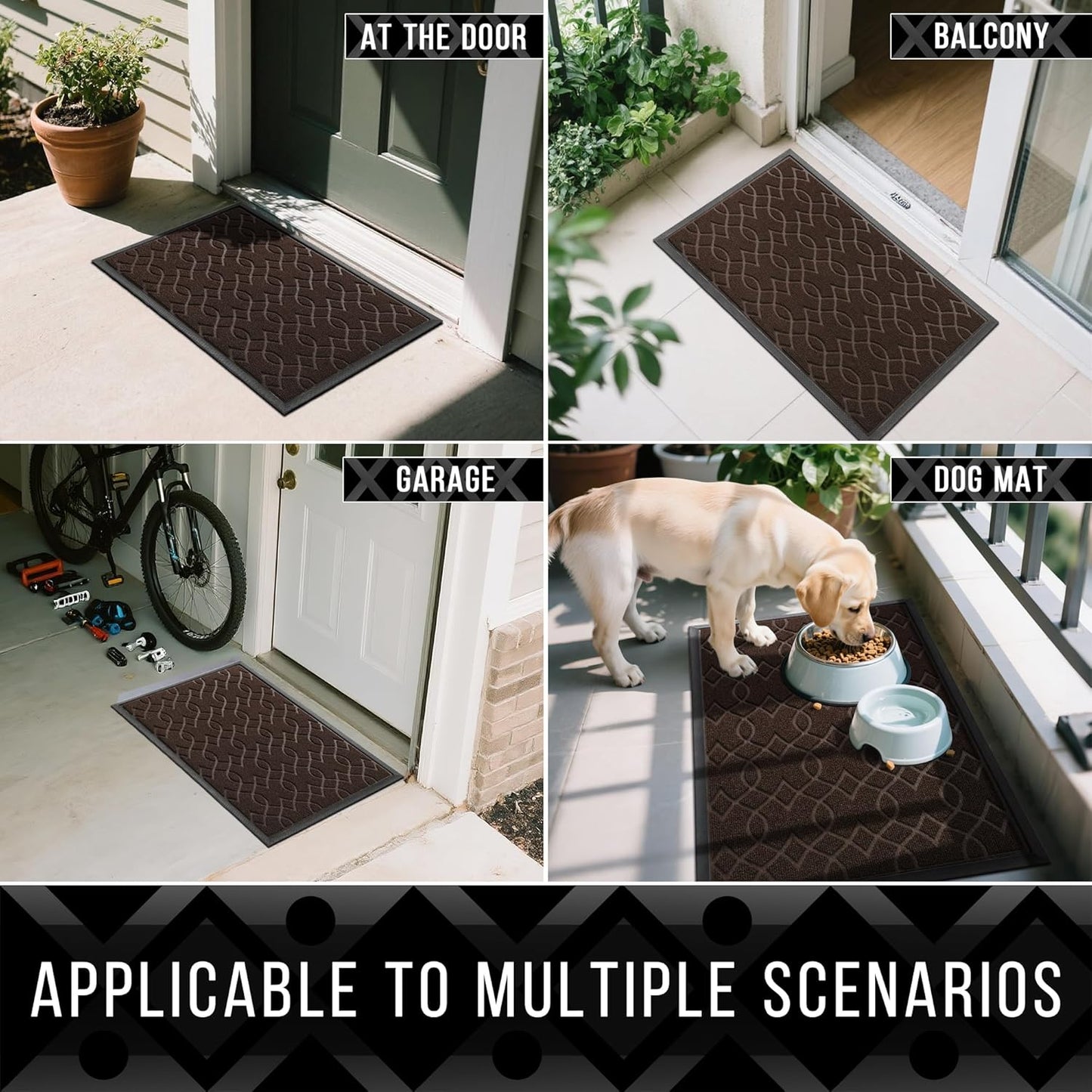Yimobra Front Door Mat Outdoor Indoor 47x24, All-Season, All-Weather, Heavy Duty Welcome Door Mats Outside Entrance, Non Slip Porch Patio Entrance Mat, Coffee