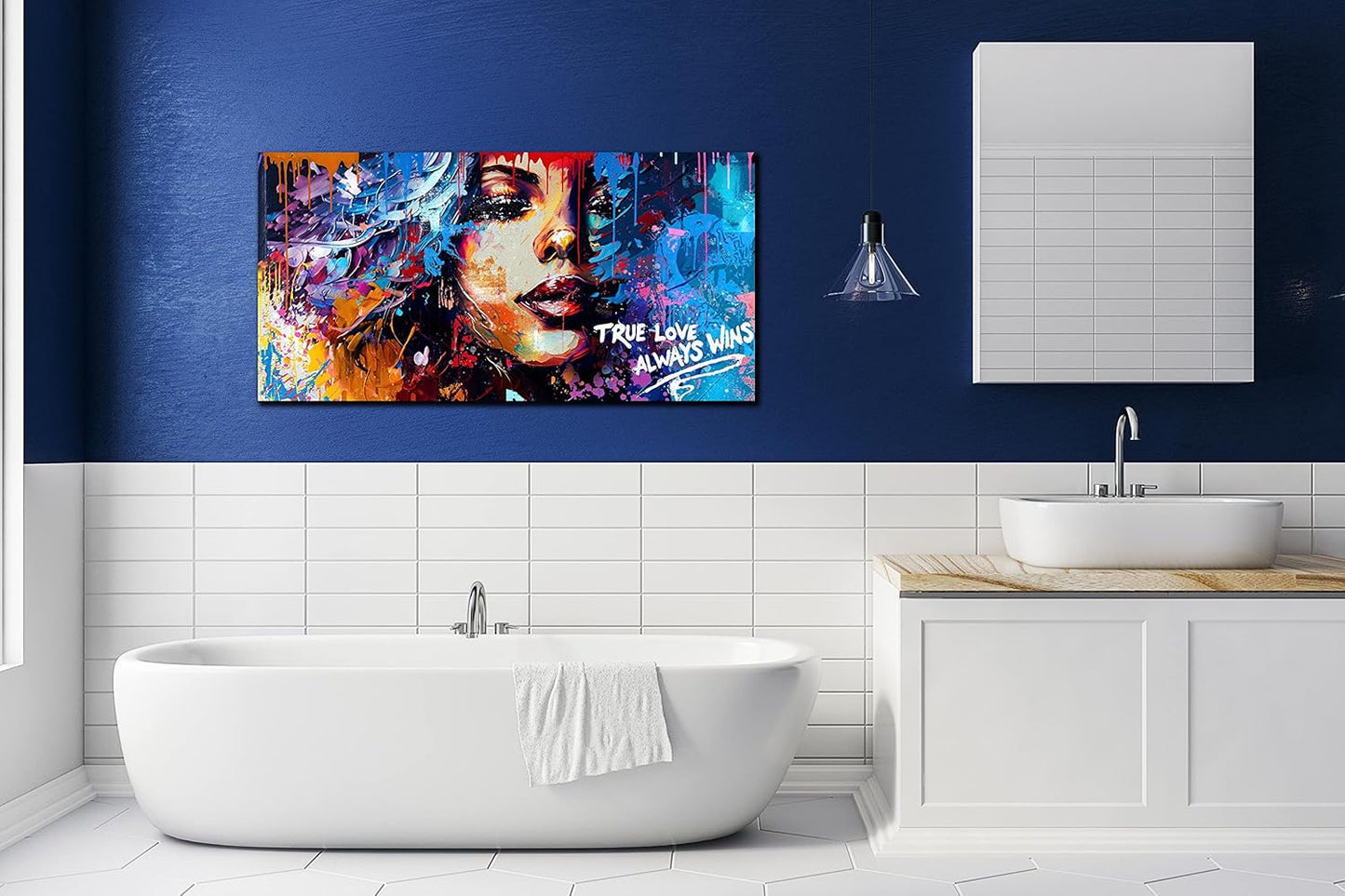 JKWALL77 Graffiti Canvas Girl Wall-Art - African American Wall Art Living Room - Modern Fashion Wall Decor Ready To Hang Size 40" x 20"
