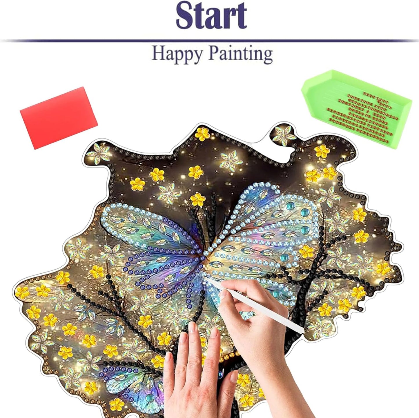 Diamond Painting Kits for Adults Beginners, 5D Full Drill Tree of Life Crystal Art Desktop Ornament, DIY Single Sided Home Office Desk Decor, Creative Craft Gift Set with Tools