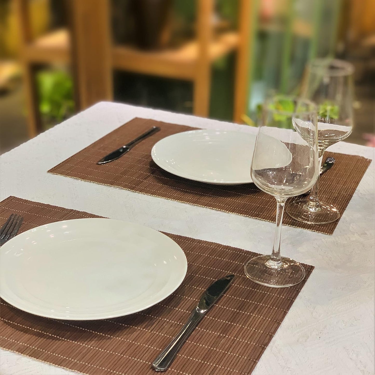 ANDSTAR Set of 8 Pcs Bamboo Placemats Sushi Rolling Mat Japanese Style Natural Anti-Slip Bamboo Placemats Washable Heat-Resistant Table Mats for Dining Room and Kitchen(Chocolate)