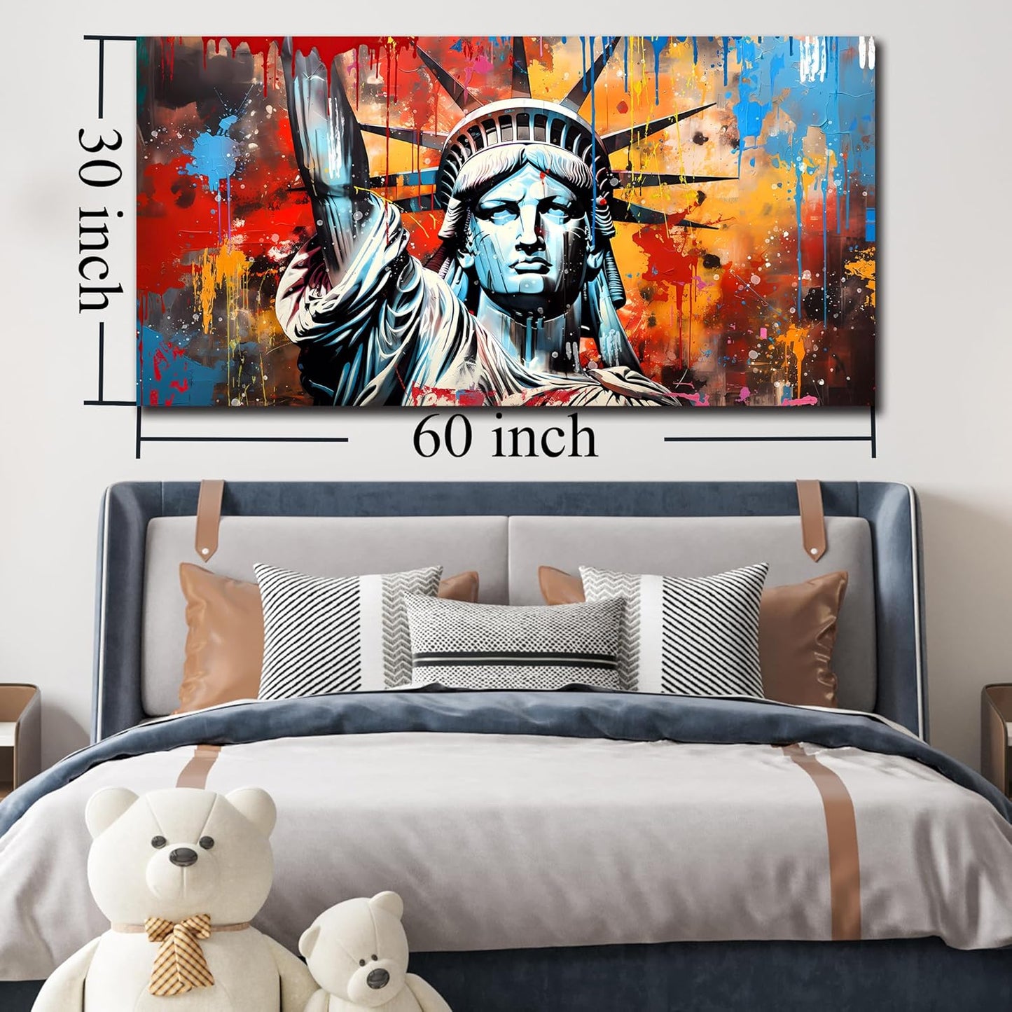 Zoyotago Large Canvas Wall Art Graffiti Picture Statue of Liberty Canvas Prints Ready to Hang for Living Room Bedroom Office Modern Home Decor Size 30x60