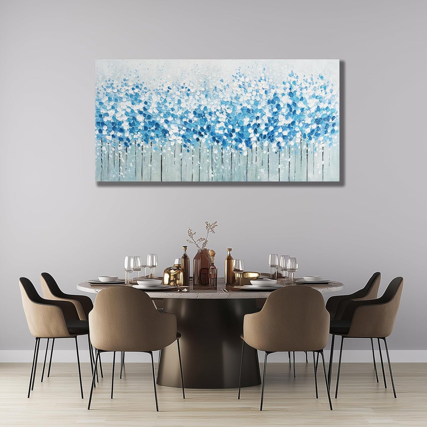 Belmrxne Abstract Art Wall Decor Blue and White Canvas Painting Modern Minimalist Artwork for Living Room Bedroom Dining Room Office Home Decor 24x48 inch