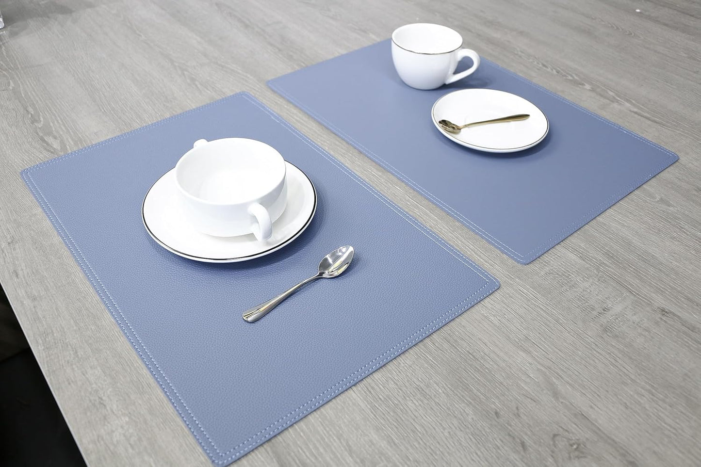 Set of 6 Faux Leather Placemats, PU Table Mats, Waterproof, Stain Resistant, Heat Resistant, Easy to Clean for Kitchen Dining Table,Conference Table