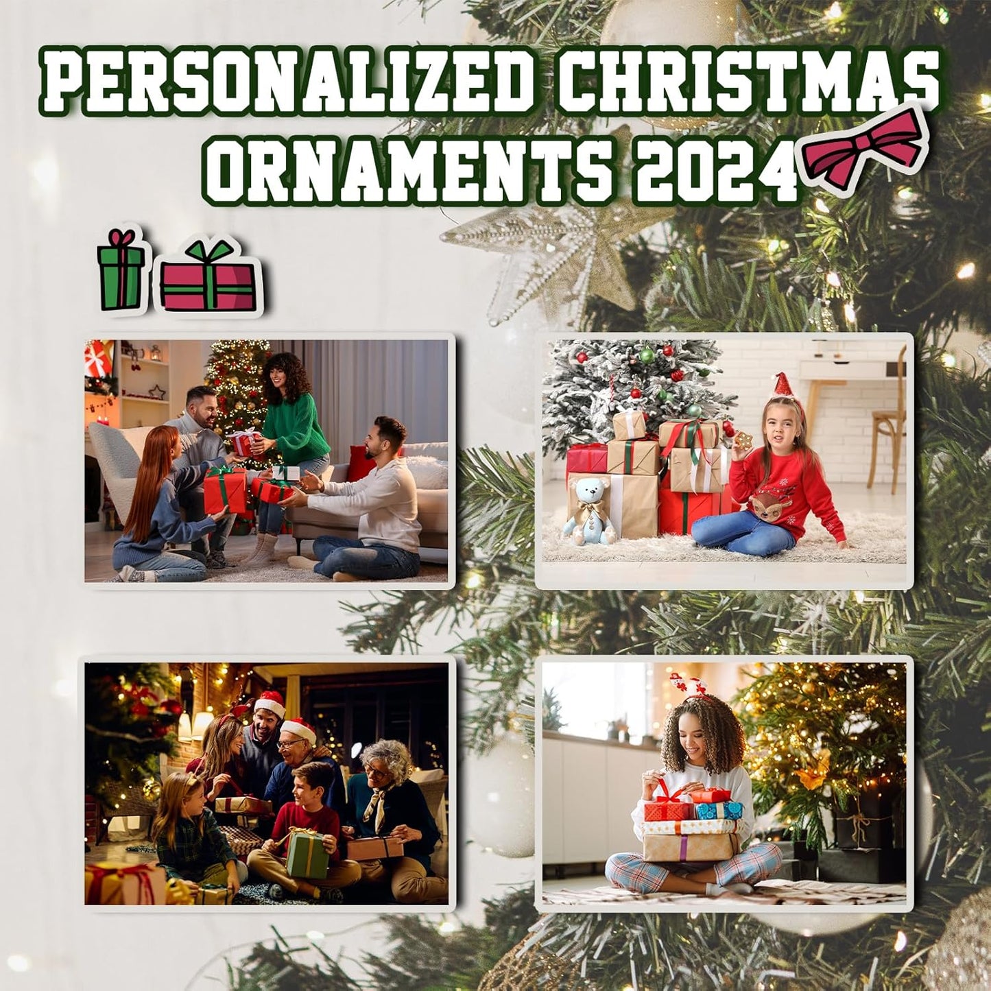 Personalized Christmas Ornaments 2025 Custom Ornament Xmas Photo Ornament Customized Gifts Round 4pcs