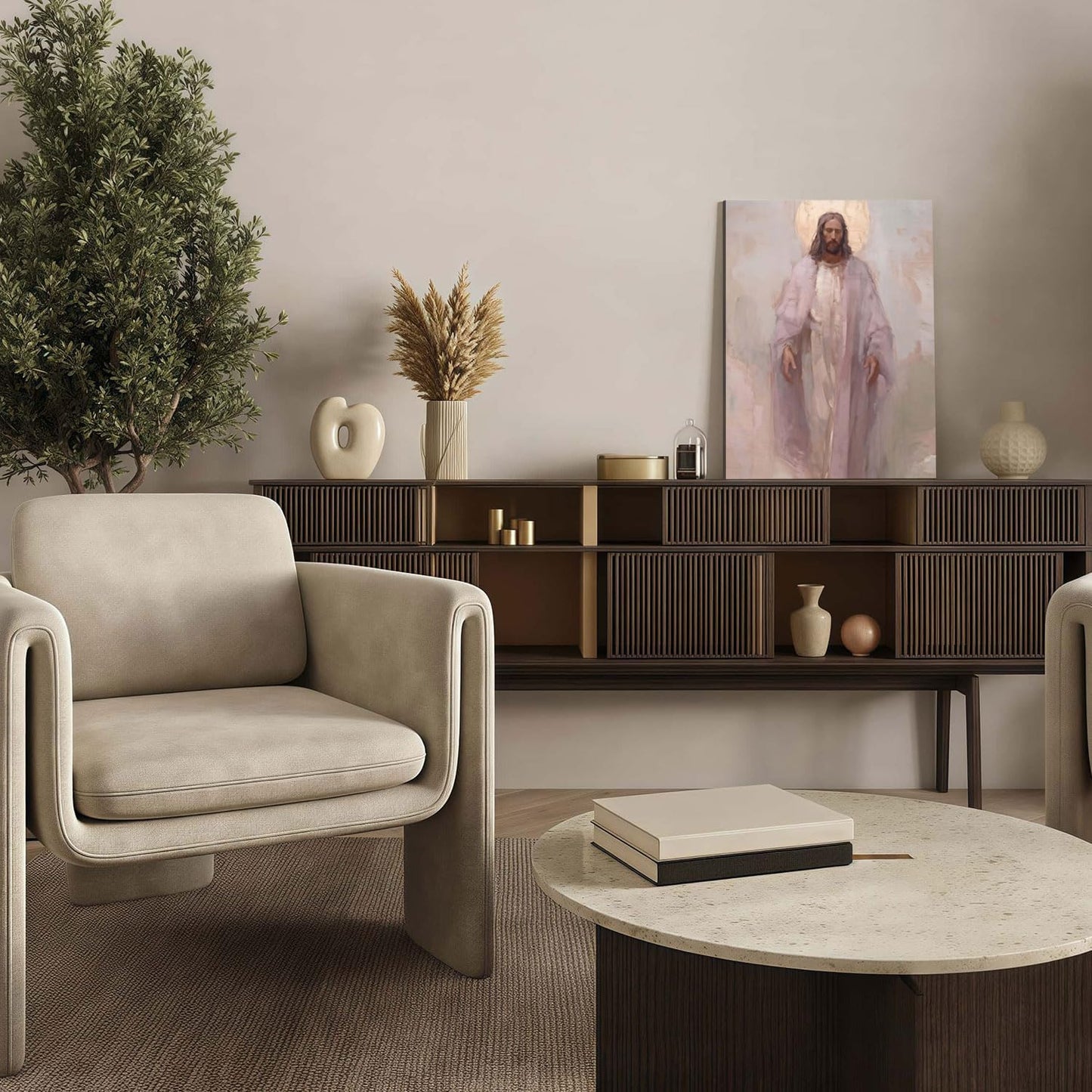 Framed Jesus Christ Christian Wall Art Decor Canvas Print Wall Painting Canvas Poster Picture Faith Religious Artwork for Living Room Bedroom Church Gallery Decor 16x24 Inch Ready to Hang