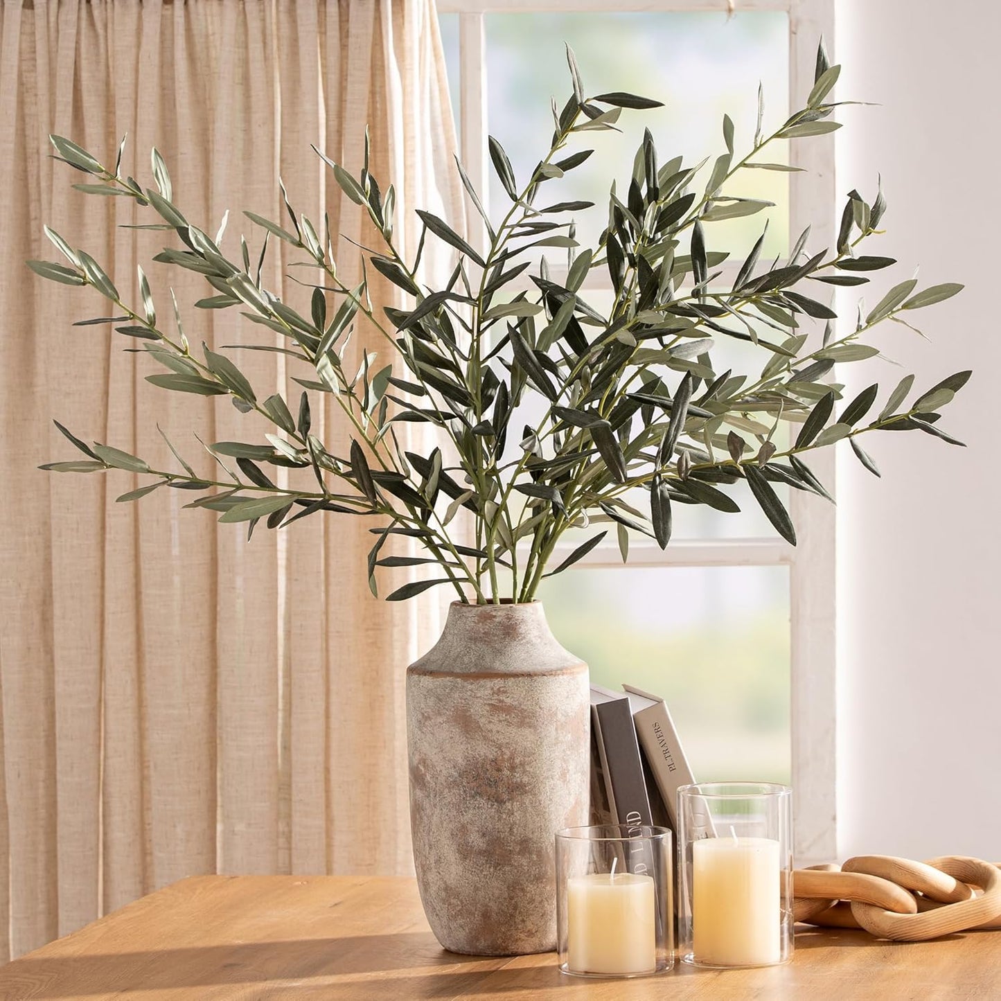 Mitt&Ditt Ceramic Flower Vase, 12.5 inch Tall Off-White Vase, Large Decorative Terracotta Vases, Farmhouse Rustic Pottery Vases for Home Decor, Living Room, Table