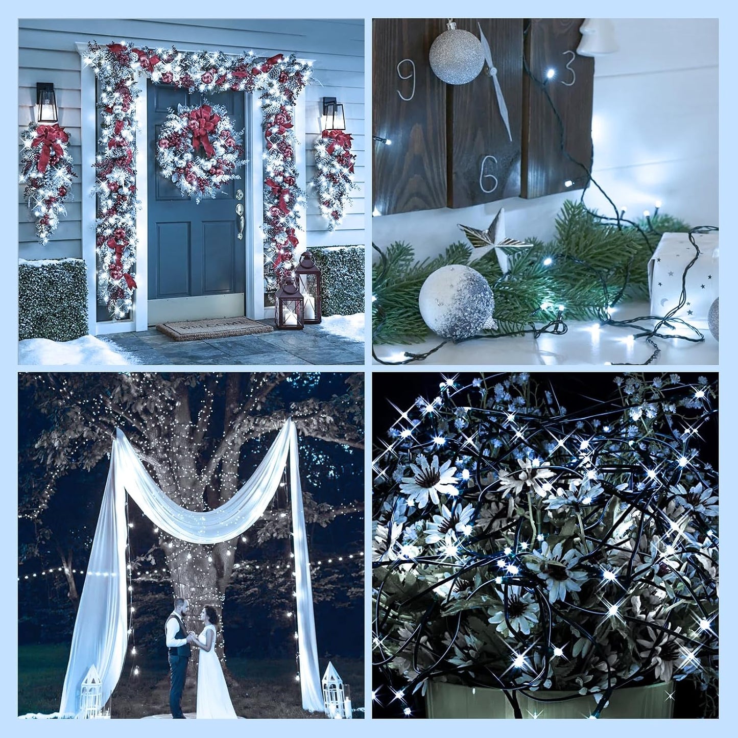 Upgraded 99FT 300 LED Christmas Lights Outdoor & Indoor, Memory Function & Timer & 8 Modes, Mini Green Wire Waterproof Fairy Lights for Christmas Tree Holiday Party Garden Decorations (Cool White)