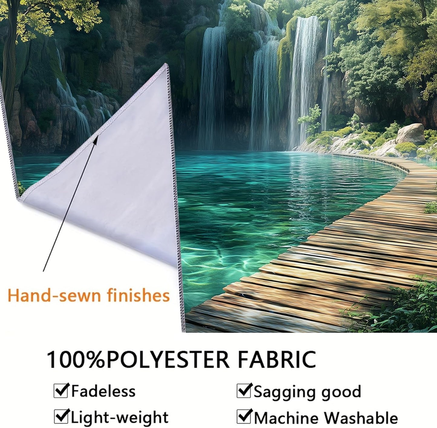 BSFHH Nature Tapestry Forest Tree Sea Cave Wall Hanging, Stream Through Rainforest Landscape Wall Art Tapestry for Bedroom Living room (Waterfall, 79"×59", Unframed)