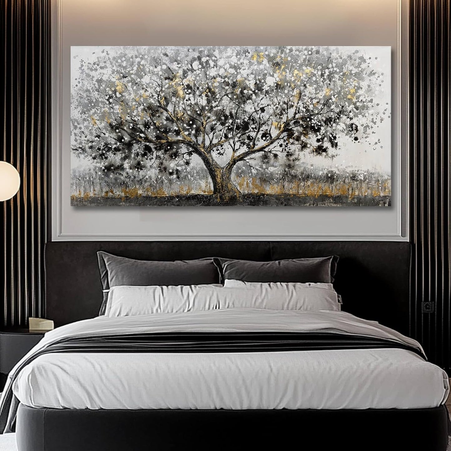SDYA Black and White Canvas Pictures Landscape Art Poster 24"x48" Large Dining Room Wall Art Bedroom Pictures Wall Decor Over Bed