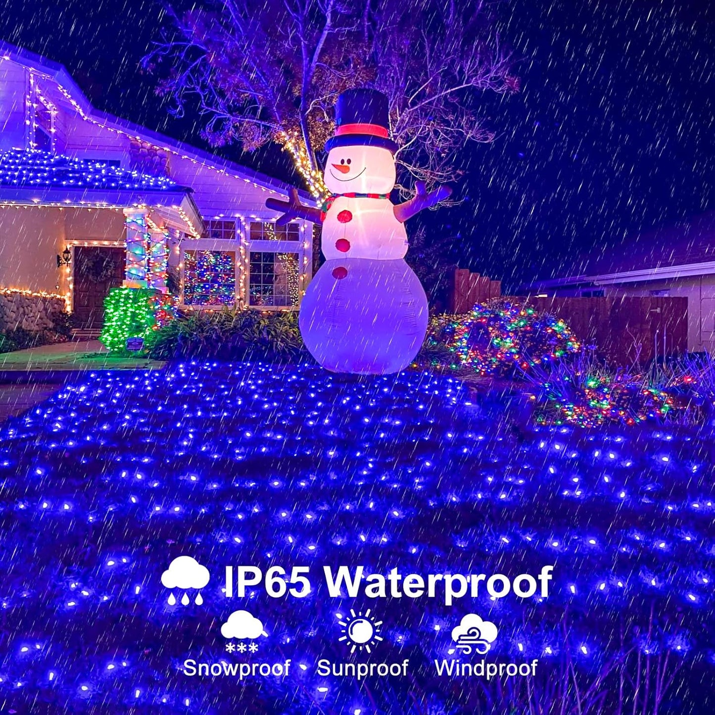 Christmas Lights Outdoor, 262FT 800 LED Christmas String Lights 8 Modes, Green Wire Waterproof Twinkle Tree Light for Indoor House Yard Patio Wedding Holiday Decorations, Blue