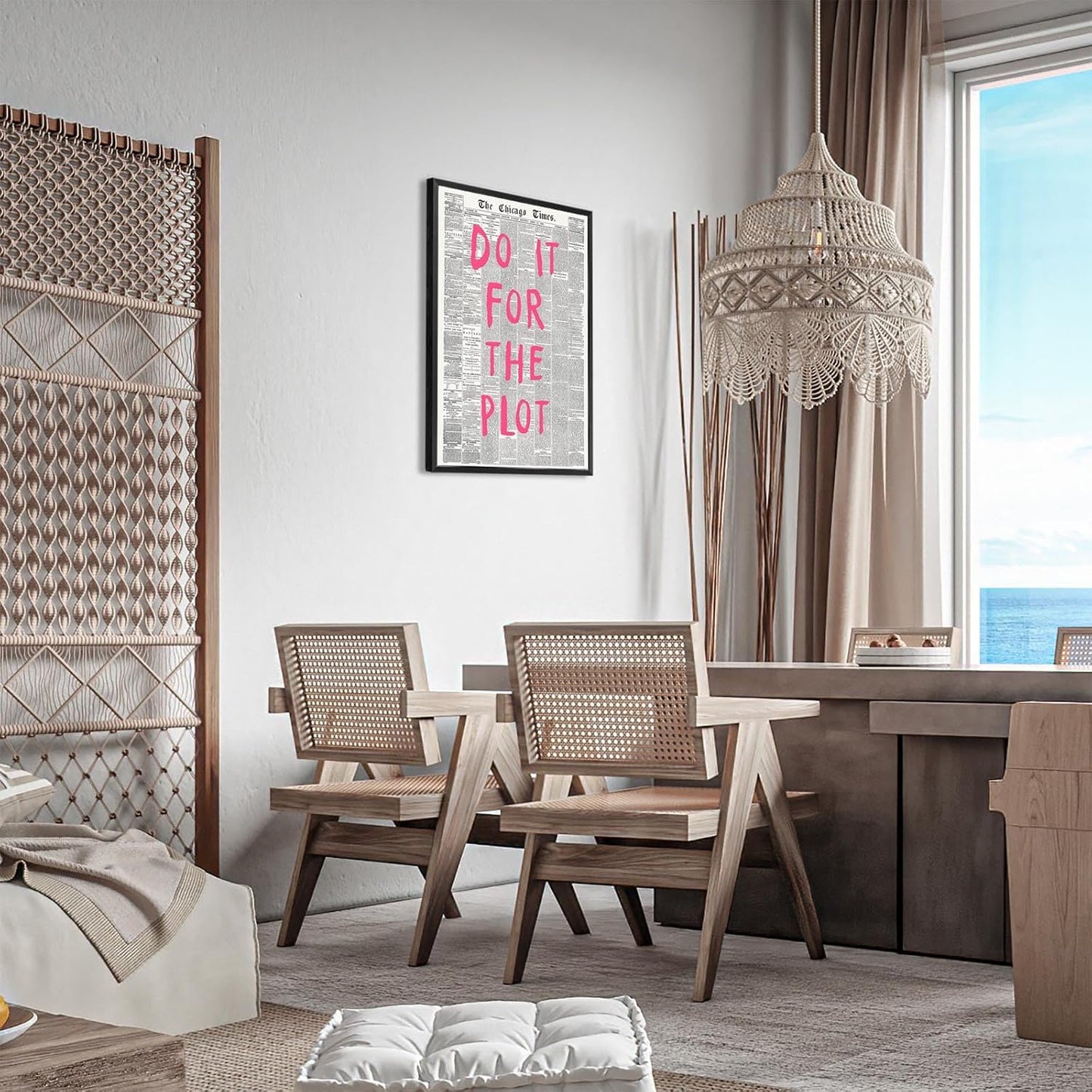 Liyark Retro Black And White Chicago Newspaper Poster Pink Trendy Preppy Apartment Art Motivational Affirmation Do It For The Plot Prints For Home Bedroom Living Room Wall Decor 24x36in Framed