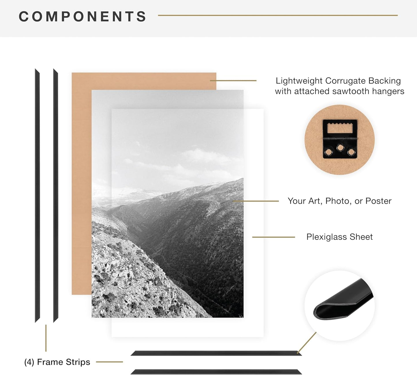 MCS Original Poster Frame 20x28 Black Lightweight Vertical & Horizontal Wall Hanging Large Picture Frame for Posters, Art Prints & Gallery Wall (2-Pack)