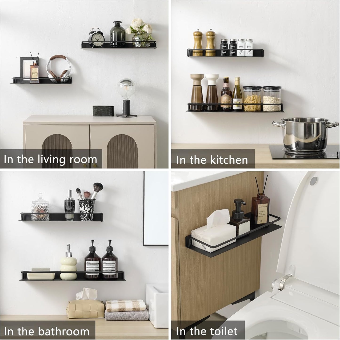 JOOM Wall Shelf,Metal Floating Shelf,12" Black Floating Shelf, Small Shelf for Wall(Black, 12 in)