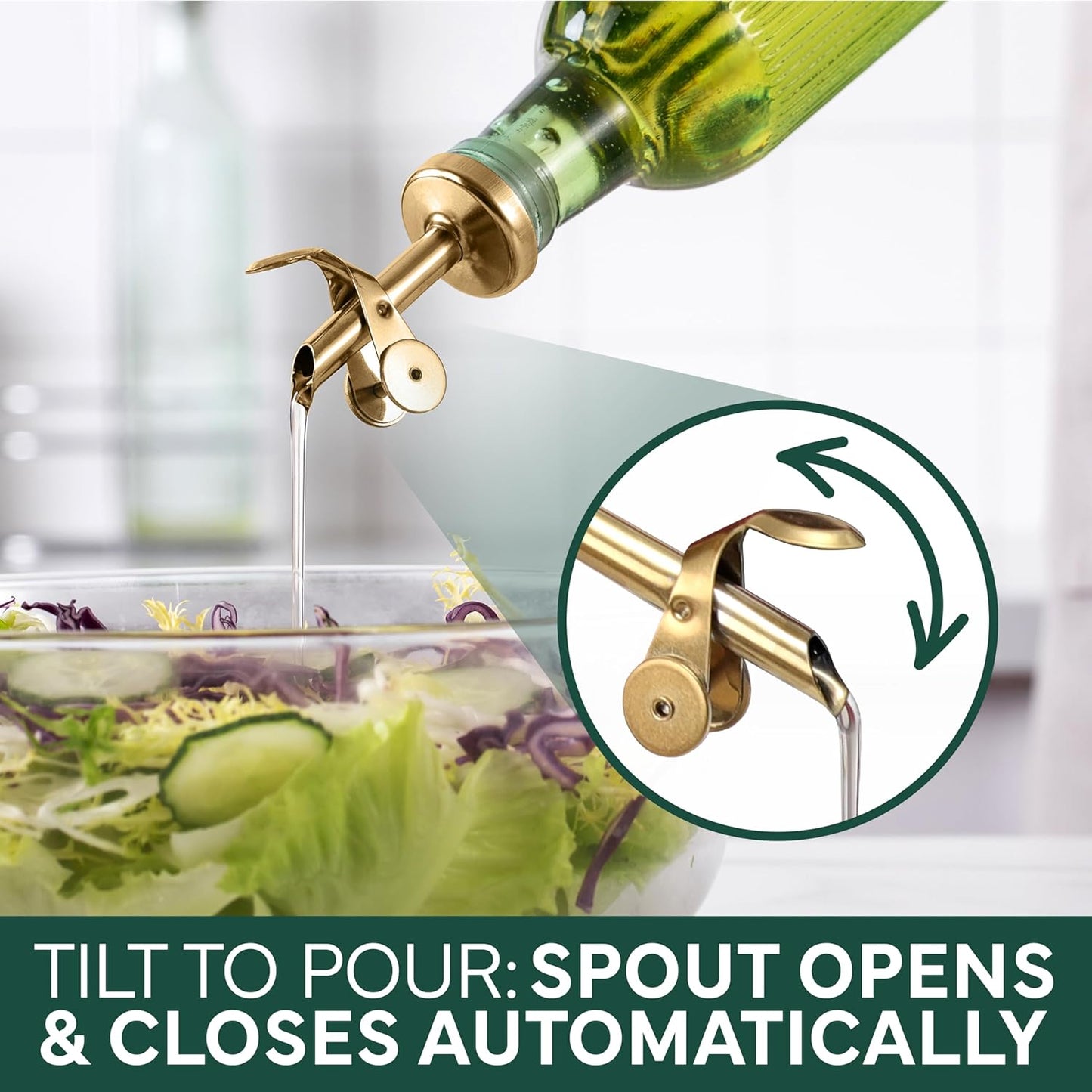 COOK WITH COLOR Glass Olive Oil Bottle Dispenser - 2 Pack- 17oz Oil and Vinegar Cruet - Olive Oil Carafe Decanter for Kitchen