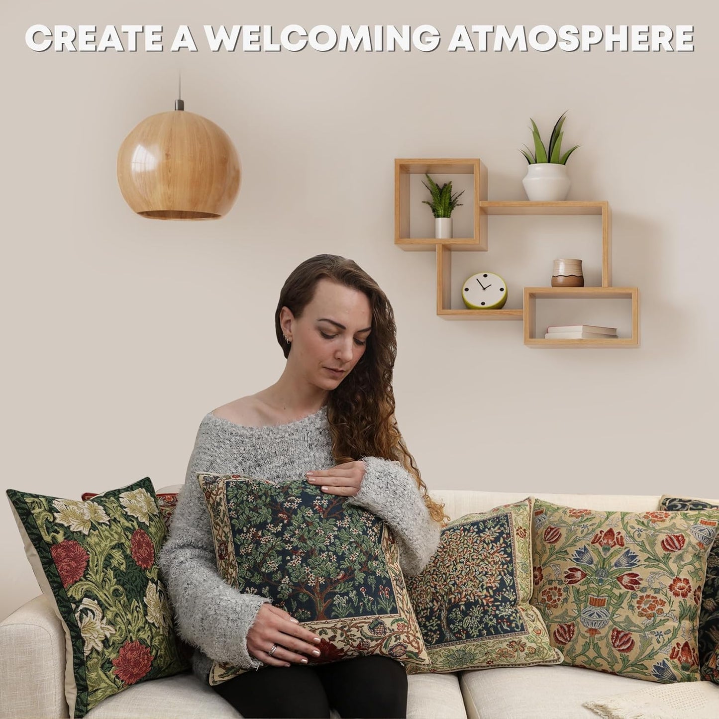 Charlotte Home Furnishings Throw Pillow Covers 16x16 in, Red Strawberry Decorative Couch Pillow Covers, Boho European Tapestry Cushion Cases, Living Room Cozy Home Decor, Jacquard Woven Soft Cotton