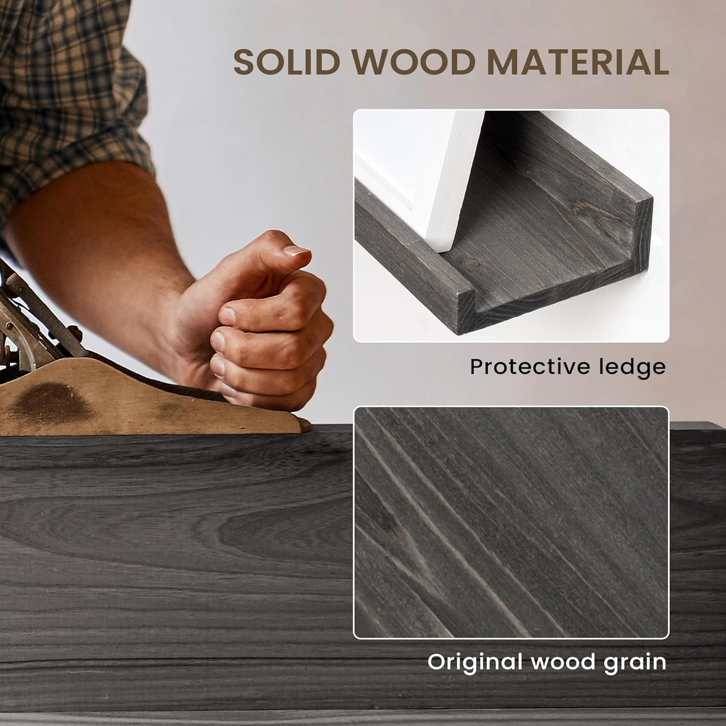 Floating Shelves for Wall, Picture Ledge Shelf 24 Inch Solid Wood Set of 2, Rustic Wall Shelves with Lip, Kids Bookshelf, Photo & Picture Live Edge Floating Shelves for Bedroom, Living Room, Kitchen